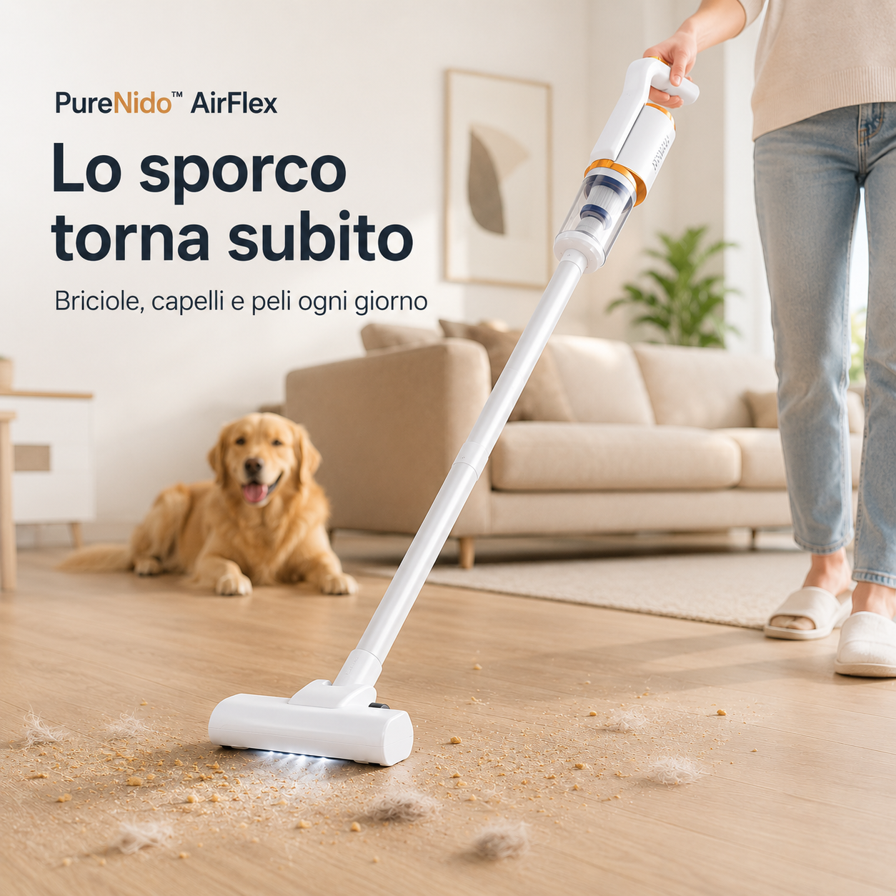 PureNido™ AirFlex – Scopa Elettrica Senza Fili 2 in 1