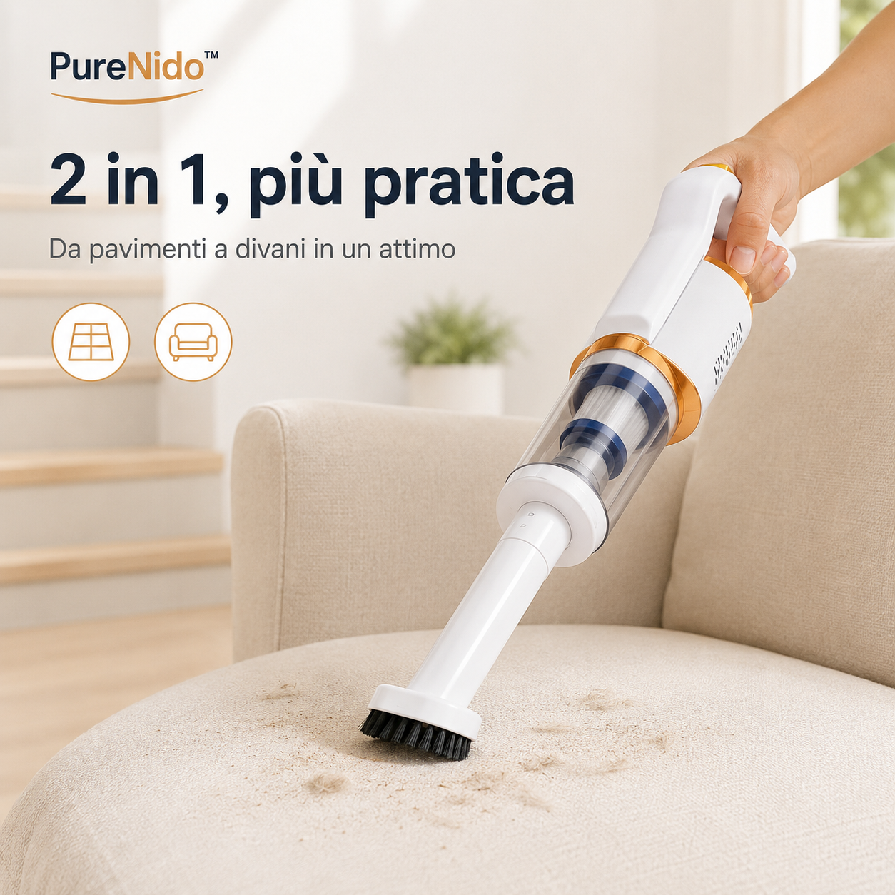 PureNido™ AirFlex – Scopa Elettrica Senza Fili 2 in 1