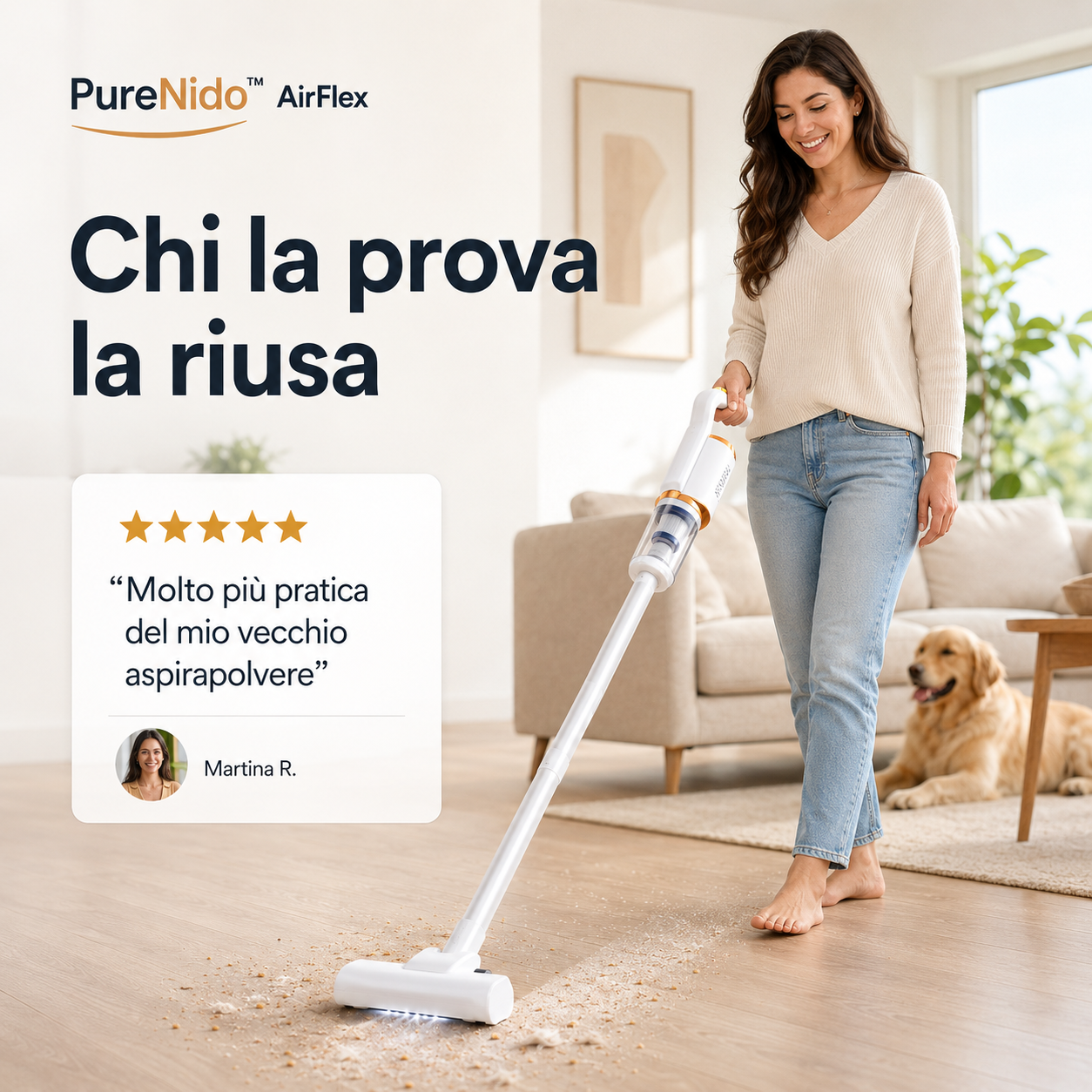 PureNido™ AirFlex – Scopa Elettrica Senza Fili 2 in 1