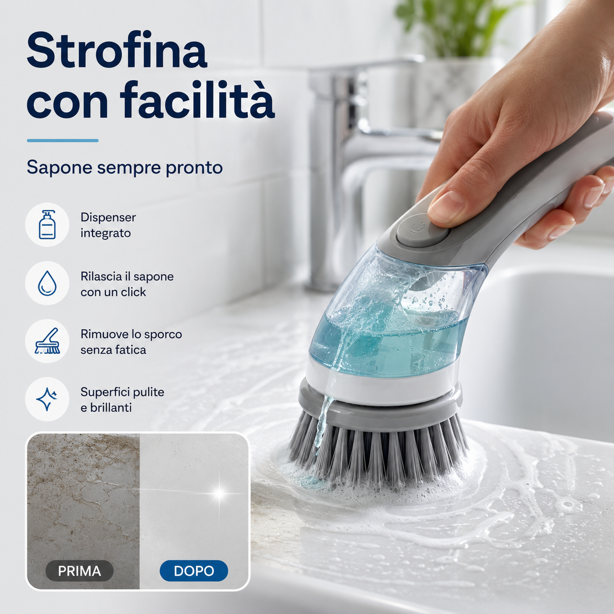 Spazzola con Dispenser di Sapone
