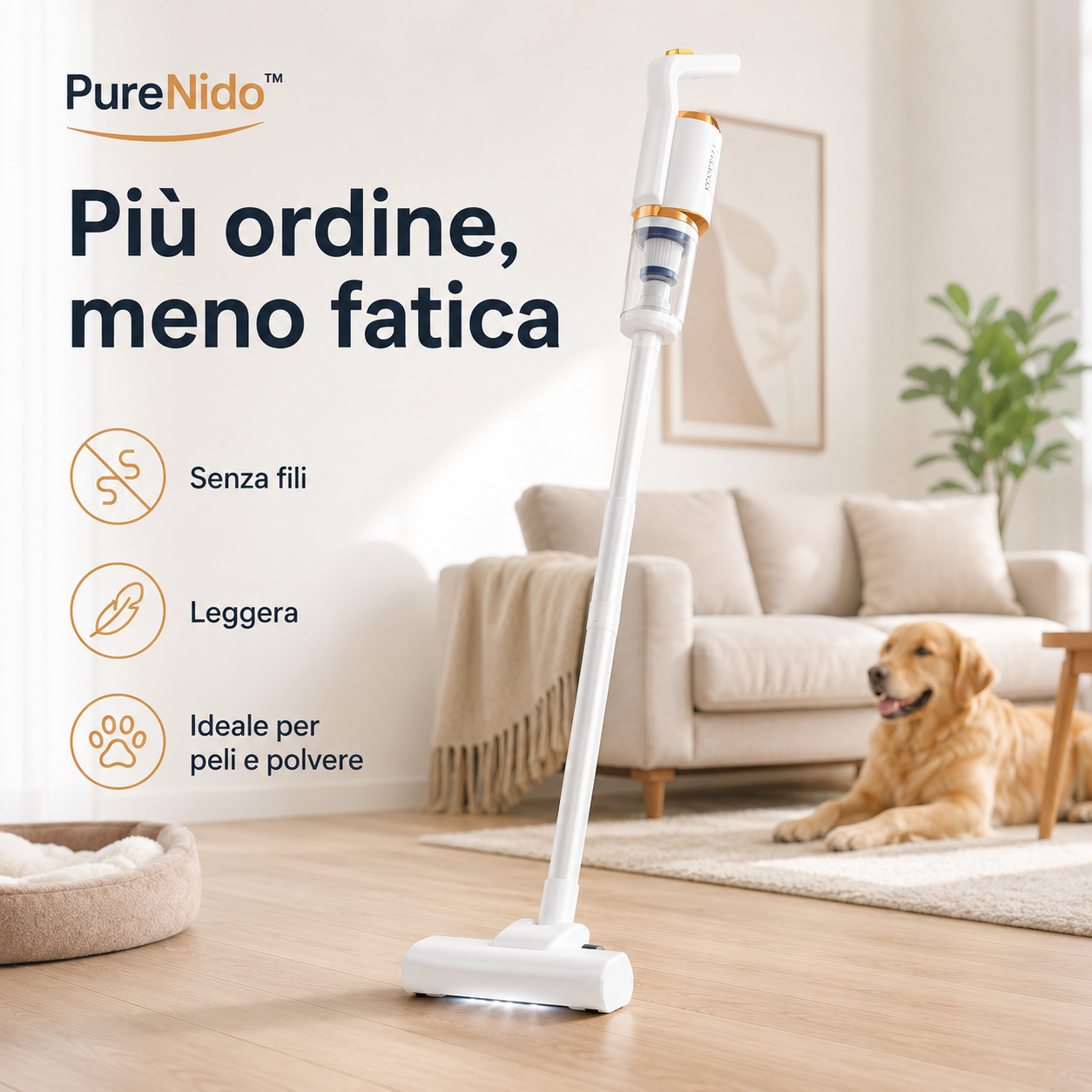 PureNido™ AirFlex – Scopa Elettrica Senza Fili 2 in 1