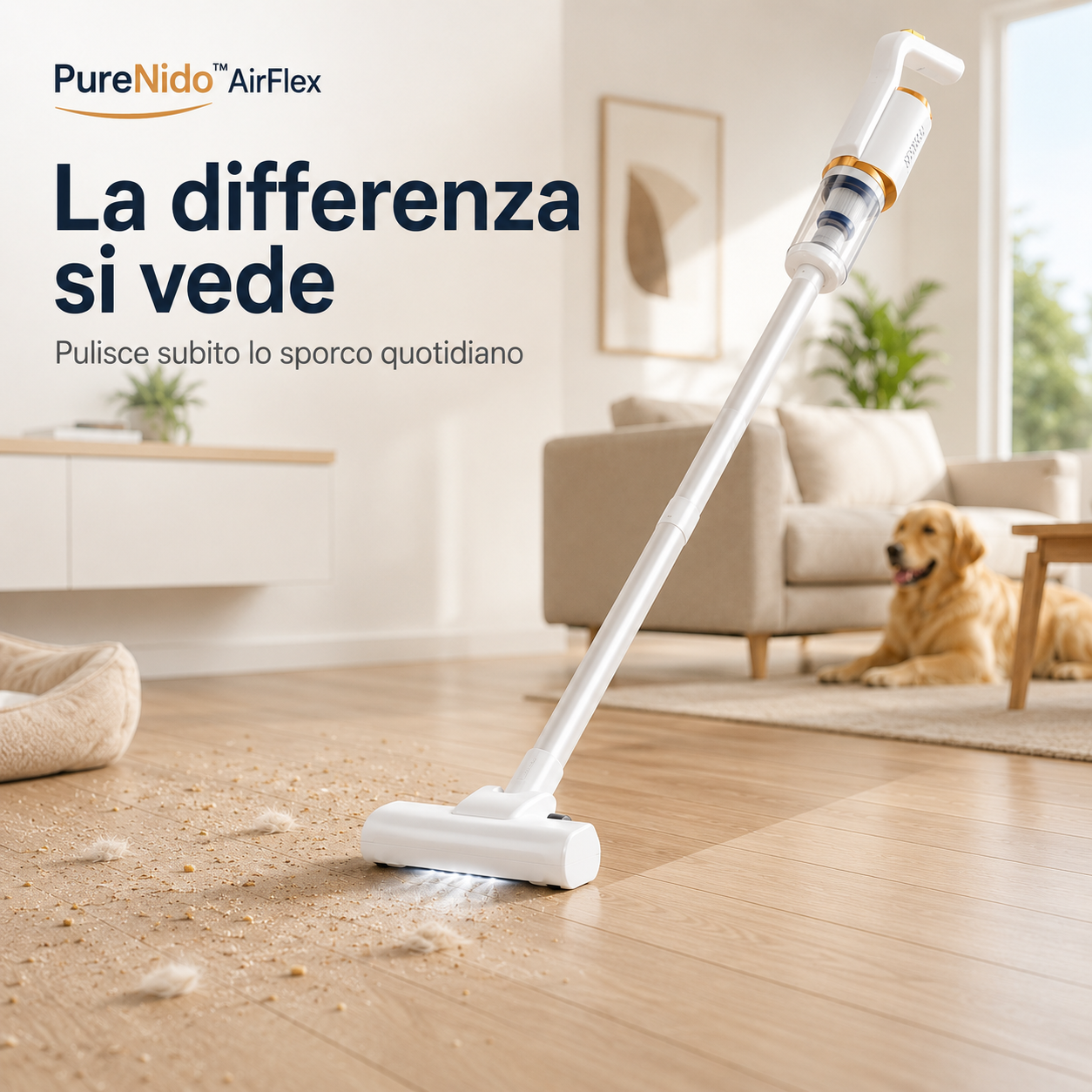 PureNido™ AirFlex – Scopa Elettrica Senza Fili 2 in 1